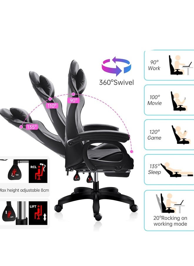 Egg - Gaming Chair Adjustable Computer Chair Pc Office Pu Leather High Back Lumbar Support Comfortable Armrest Headrest 82X29X59 Cm - Image 1
