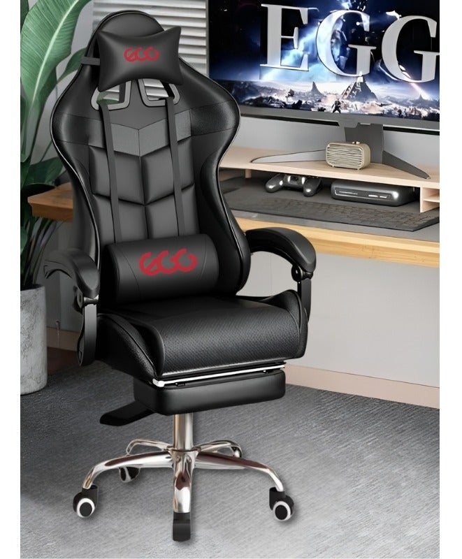 إج كرسي الألعاب قابل للتعديل الكمبيوتر الكمبيوتر الكمبيوتر المكتب بو الجلد عالية الظهر الدعم القطني مريحة مساند الذراع مساند الرأس 122x64x64 سم - Image 1