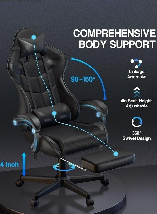 Egg Iron legged gaming Chair Adjustable Computer Chair Office PU Leather High Back Lumbar Support Comfortable Armrest Headrest 122x64x64 cm - Image 3