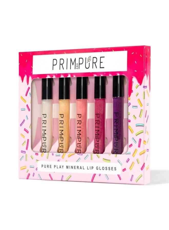 Prim and Pure Mineral Play Lip Gloss Set (Pack of 5) - 100% Natural, Organic, Vanilla Cupcake Birthday Girls Non-toxic Kids Lip Gloss Made in the USA - Image 1