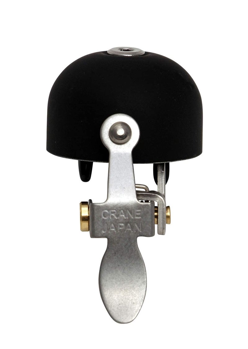 Crane Bike Bell E-Ne Bicycle Bell, Made in Japan for Road Bikes or Mountain Bikes, Fits All Handle Bar Sizes & Types (Matte Black Alloy) - Image 1