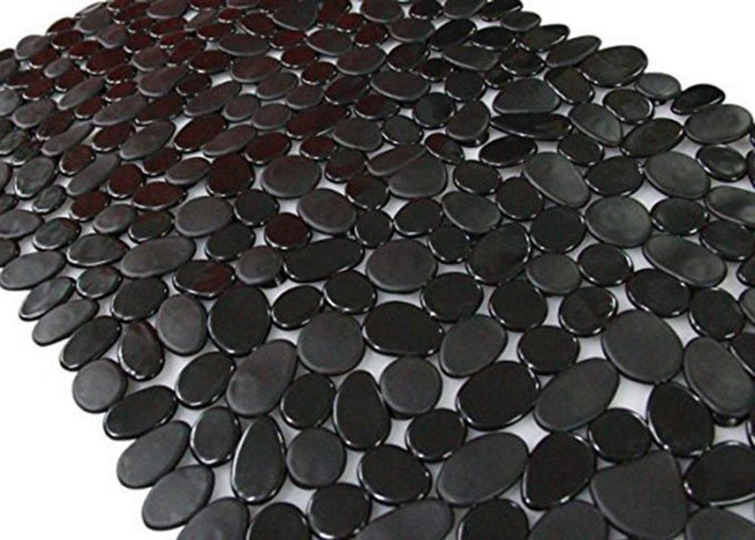 NONSLIP PEBBLE BATHTUB MAT BLACK 16 W X 35 L INCHES FOR SMOOTHNONTEXTURED TUBS ONLY SAFE SHOWER MAT WITH DRAIN HOLES SUCTION CUPS FOR BATHROOM