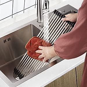 Aktnil Grade Foldable Stainless Steel Wash Rack Collapsible Colander Drying Tray - Image 3