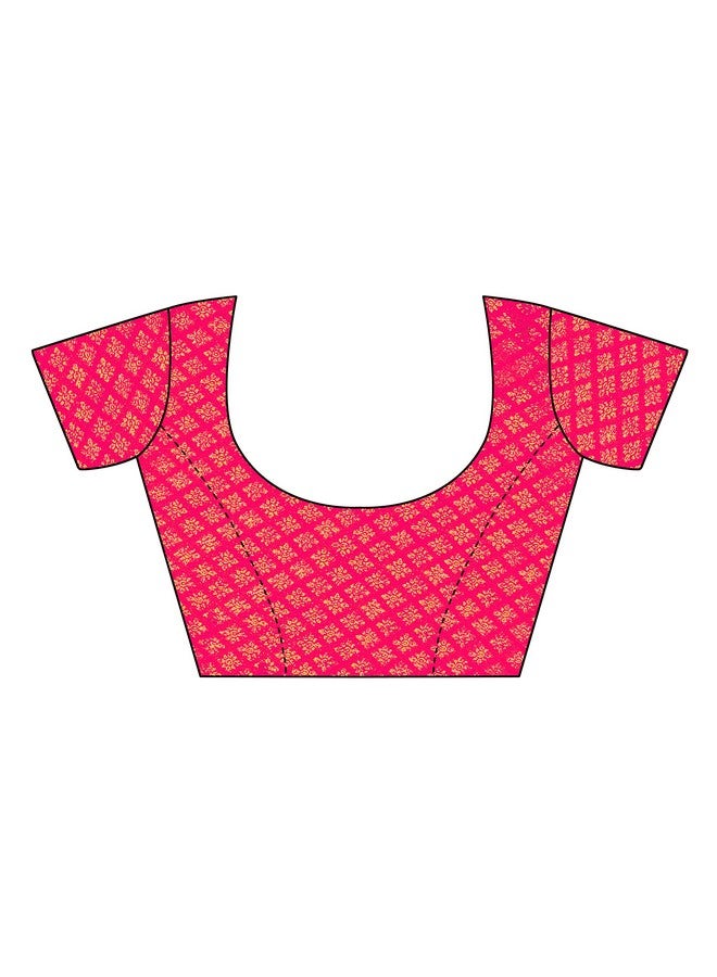 YASHIKA Yashika Women's Plain Weave Cotton Blend Saree With Attached Blouse (Sdpl-Chandrayaan Pink_Pink_Fs_Pink) - Image 5