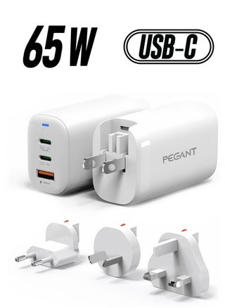 65W GaN USB-C Fast Charger with Power Delivery and Quick Charge, 2x USB-C 1x USB-A Ports - pzsku/Z78C81E2AD3376F075134Z/45/1746232070/13e3a1fe-7712-4be2-bcd8-503ebc47bce2