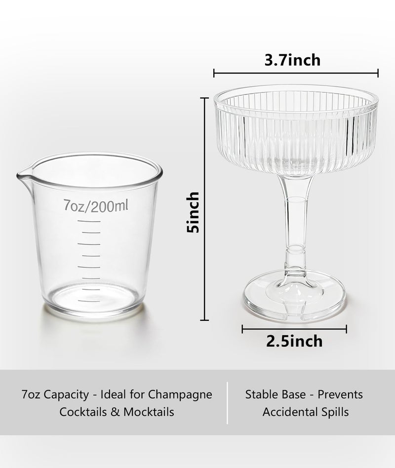 Irosiy ACRYLIC Champagne Tower Set - 20 Pack 7oz Shatterproof Flutes + 25 Pink Bows & 30 Dots, Stackable Plastic Coupe Glasses for Wedding Decor, Party Supplies - Image 5