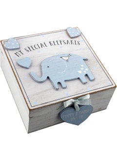 Oaktree Gifts Baby Boy Wooden Memories Keepsake Box Vintage Style  - Image 1