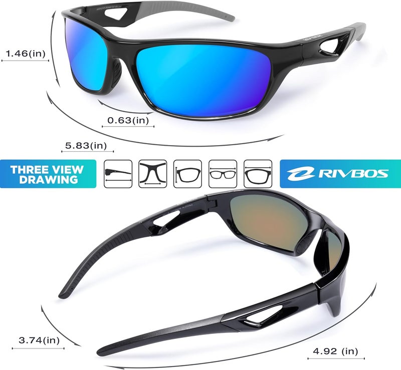 RIVBOS Polarized Sports Sunglasses Driving Sun Glasses Shades for Men Women Tr90 Frame for Cycling Fishing Running RB831 - Image 3