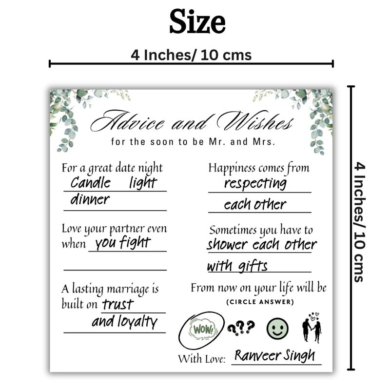 The Decor Cycle The Decor Cycle, 50 Cards in a pack, Advice and wishes for the couple to make your Wedding and Pre Wedding celebrations fun and memorable for your guests, 4x4 inches  - Image 5