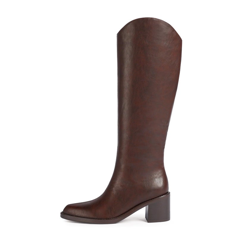 Modatope Women's Knee High Boots Pointed Toe Chunky Block Heel Tall Boots with Side Zipper Long Boot - Image 4