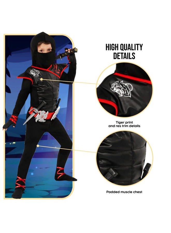 MORPH Red & Black Ninja Costume For Boys Halloween Costumes For Boys Ninja Kids Costumes Ninja Outfit Kids Ninja Fancy Dress Black Ninja Costumes For Kids Toddler 7-9 Years - Image 3