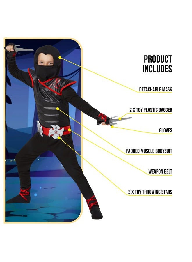 MORPH Red & Black Ninja Costume For Boys Halloween Costumes For Boys Ninja Kids Costumes Ninja Outfit Kids Ninja Fancy Dress Black Ninja Costumes For Kids Toddler 7-9 Years - Image 2