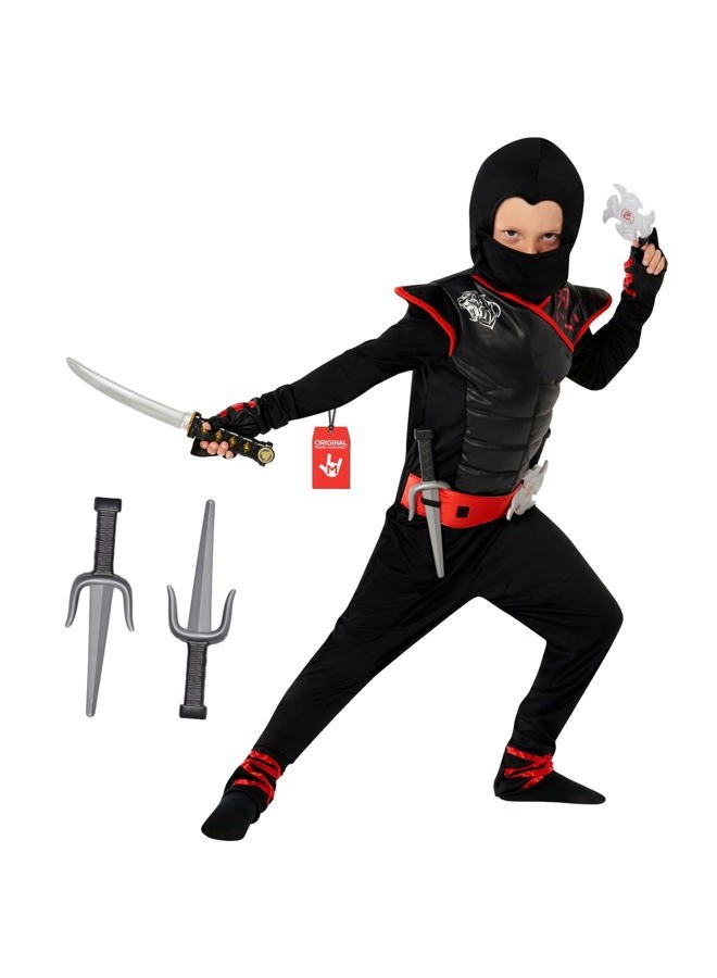 MORPH Red & Black Ninja Costume For Boys Halloween Costumes For Boys Ninja Kids Costumes Ninja Outfit Kids Ninja Fancy Dress Black Ninja Costumes For Kids Toddler 7-9 Years - Image 1
