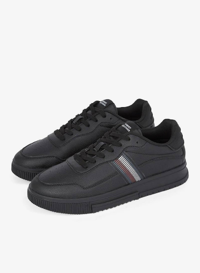 TOMMY HILFIGER Signature Tape Textured Leather Sneakers - Image 2
