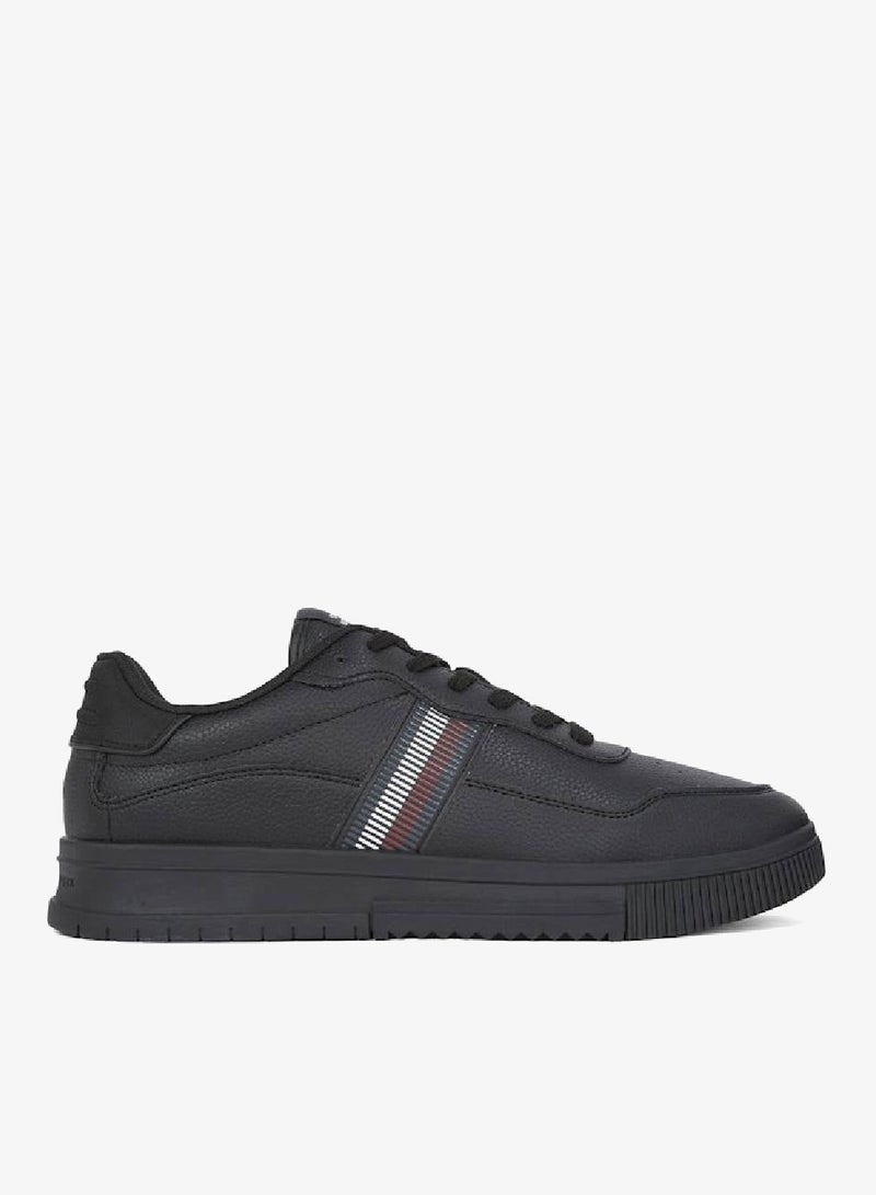 TOMMY HILFIGER Signature Tape Textured Leather Sneakers - Image 1
