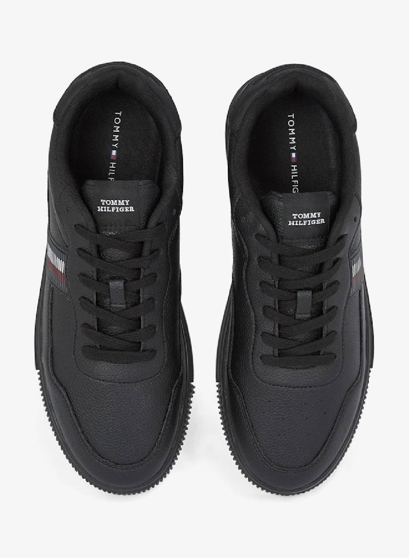 TOMMY HILFIGER Signature Tape Textured Leather Sneakers - Image 4