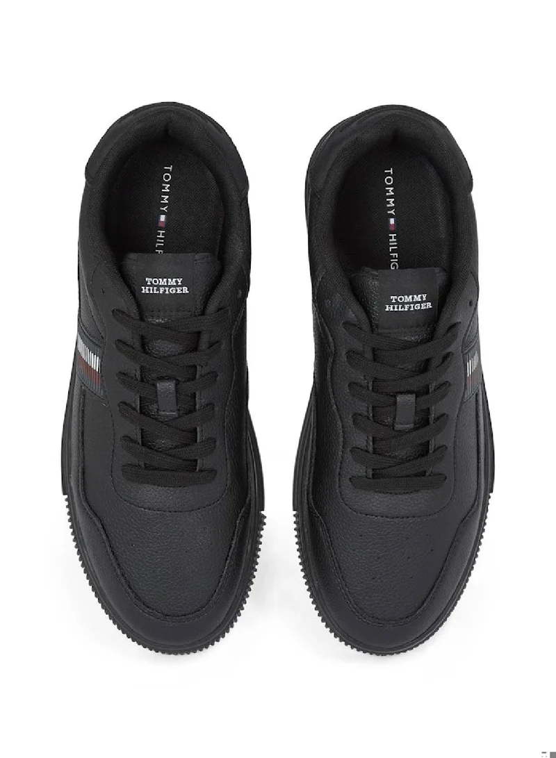 TOMMY HILFIGER Signature Tape Textured Leather Sneakers