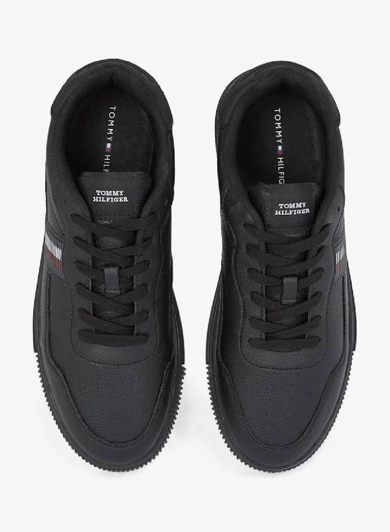TOMMY HILFIGER Signature Tape Textured Leather Sneakers