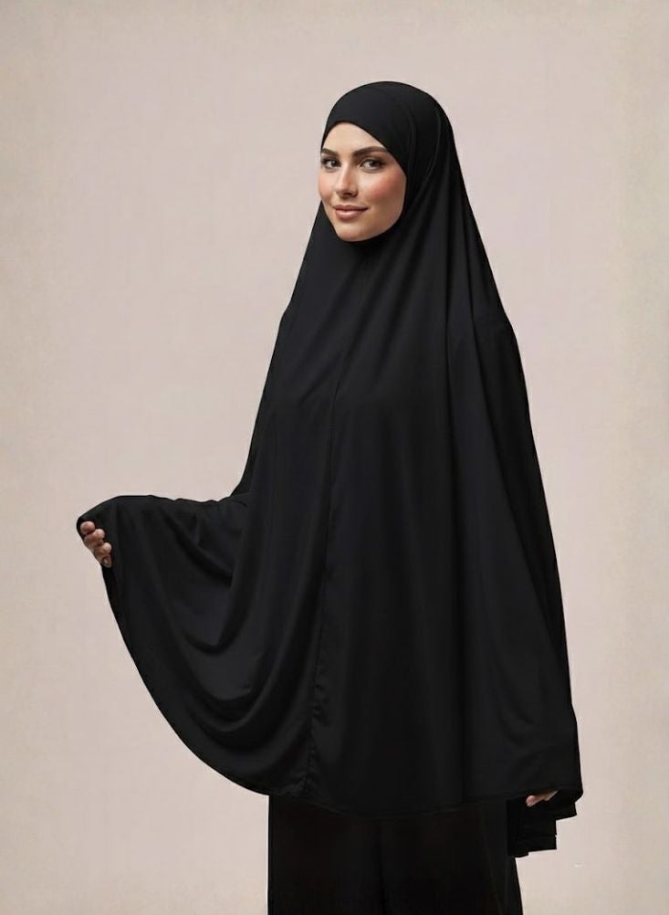 بريميم خمار أسود نسائي - زي صلاة إسلامي محتشم، خمار فضفاض واسع للحج والعمرة - Image 2