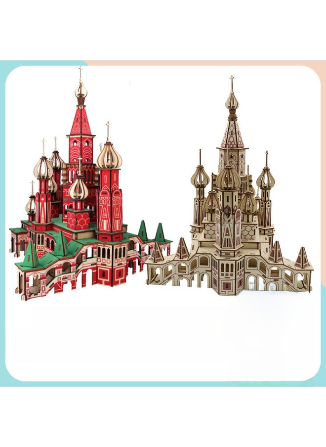 Generic Hot Sale Large St. Petersburg Three-dimensional Puzzle 3diy Handmade Model Building Blocks Quality High Difficulty Building Toy Factory-Color:St. Vassili Church  - Image 2