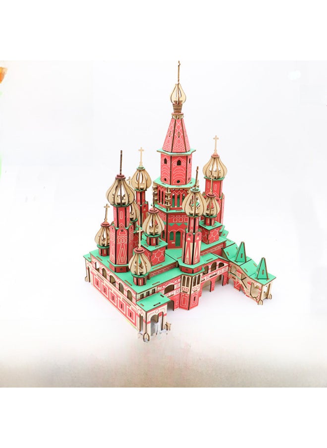 Generic Hot Sale Large St. Petersburg Three-dimensional Puzzle 3diy Handmade Model Building Blocks Quality High Difficulty Building Toy Factory-Color:St. Vassili Church  - Image 3