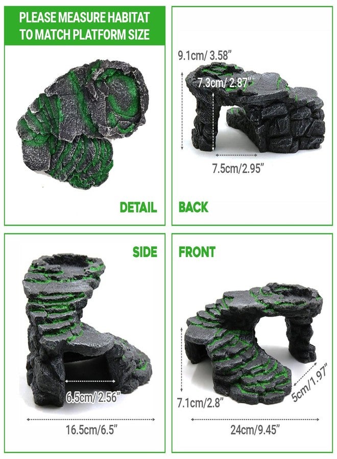 GOZILLA Basking Platform Step Ledge,Reptile Hideout Turtle Tank Accessories Decorations,Turtle Basking Platform Habitat for Turtle,Leopard Gecko and Bearded Dragon.(Black-M-Kit) - Image 3