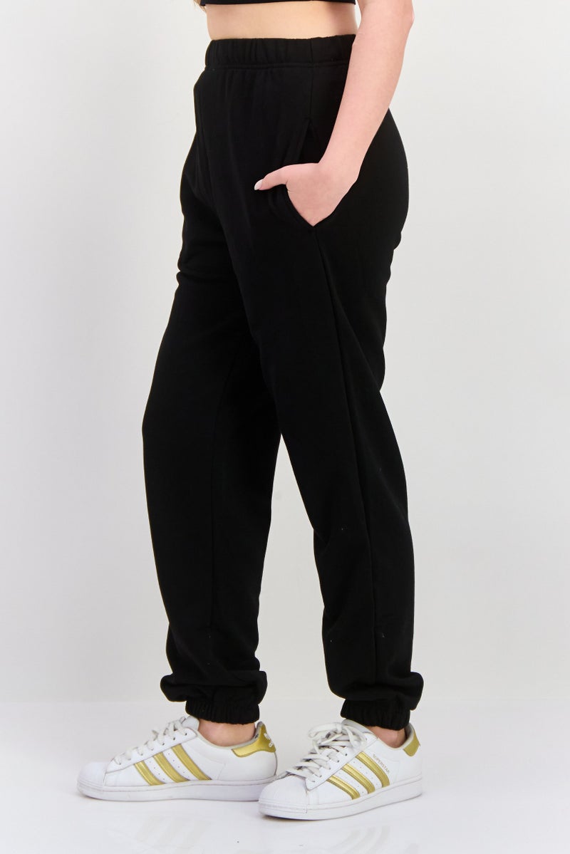 NIA Women Regular Fit Solid Sweatpants, Black - Image 2