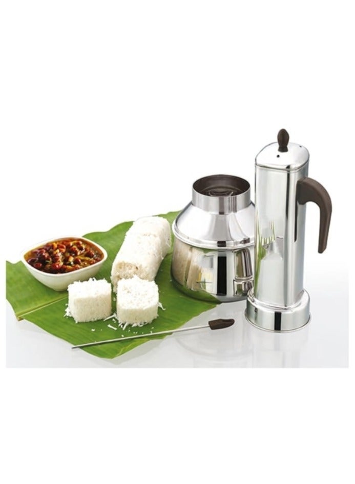 Ayda Stainless Steel Square Puttu Kodam Puttu Maker with Steamer Plate and Steel Stick, Silver  - Image 3