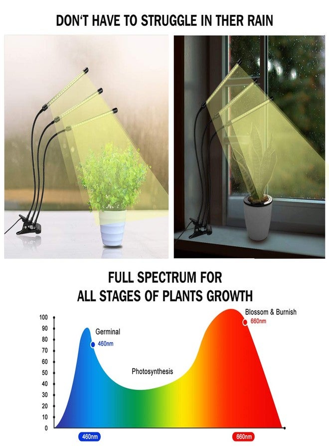 bseah Grow Light Plant Lights for Indoor Plants, Full Spectrum Plant Grow Lights with 3/9/12H Timer, Auto ON & Off, 10 Dimmable Lightness Clip-On Desk Led Grow Light for Seed Starting - Image 3