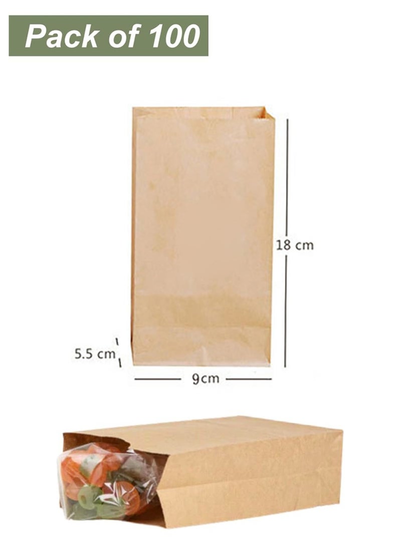Kraft Paper Lunch Bags (100 Count) - Bulk Disposable Lunch Sacks, Small Size Blank Bag for Kids, Good for a Snack, Sandwich, Grocery Food, and Arts & Crafts Projects,9 x 5.5 x 19cm  - Image 2