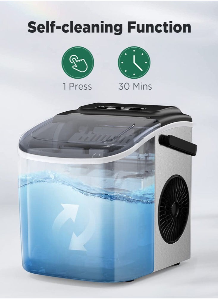 Joshberg Ice Makers Countertop, 9 Cubes Ready in 6 Mins, Self-Cleaning Ice Maker Machine with Ice Scoop and Basket, 2 Sizes of Ice for Home/Kitchen/Office/Party  - Image 3
