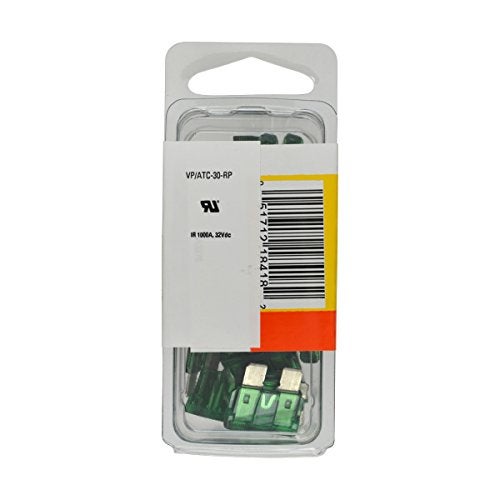 Bussmann (VP/ATC-30-RP) Green 30 Amp 32V Fast Acting ATC Blade Fuse, (Pack of 25) - Image 2