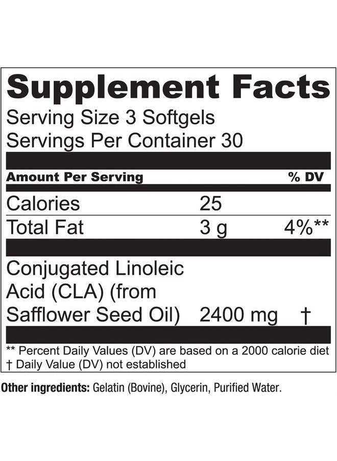 CLA from Safflower Oil - 2400 mg Conjugated Linoleic Acid | Essential Elements - 90 Softgels