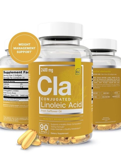 CLA from Safflower Oil - 2400 mg Conjugated Linoleic Acid | Essential Elements - 90 Softgels