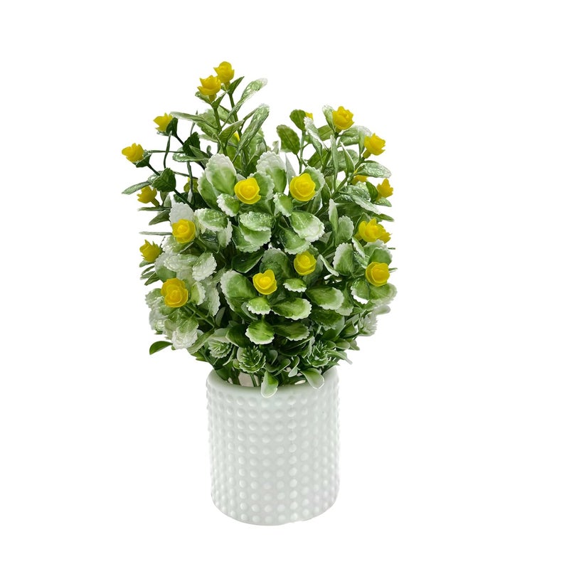 Madhav Enterprises Artificial Plants for Home Decor with Pot Yellow Flowers Grass Balls Aesthetic Room Decor Items for Living Room Bedroom Fake Plants for Office Reception Tabletop RVAP6 - Image 1
