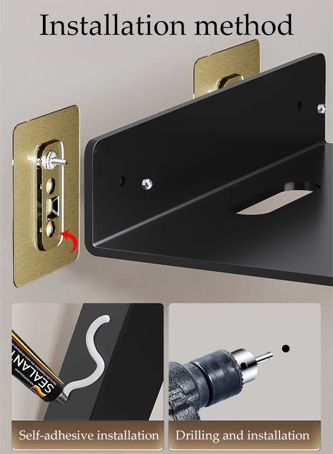 DUNISO 2 Pcs Wireless Wifi Router Shelf Storage Racks，Wall Mounted Projector Shelf， Floating Wall Shelf Holder，Durable and Sturdy, No Need to Drill Holes，for Router, Mini Projector, TV Box, Speaker - Image 3