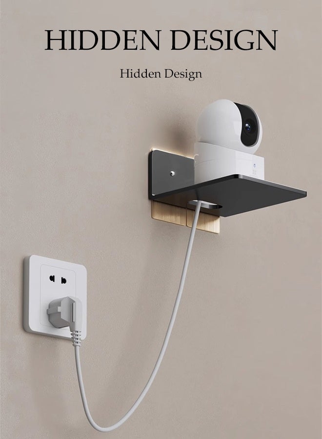 DUNISO 2 Pcs Wireless Wifi Router Shelf Storage Racks，Wall Mounted Projector Shelf， Floating Wall Shelf Holder，Durable and Sturdy, No Need to Drill Holes，for Router, Mini Projector, TV Box, Speaker - Image 5