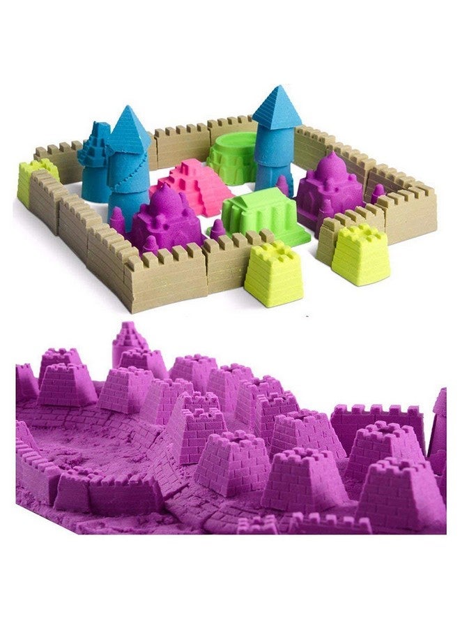 DARKNESS Multicolor Kinetic Sand Castle Kit for Kids, 1Kg Reusable Magic Clay/Dough with 5 Castle Molds Play, Creative Fun Activities Soft Sand Clay Toys for Boys & Girls, Ages 3+ (Rectangle Box) - Image 2