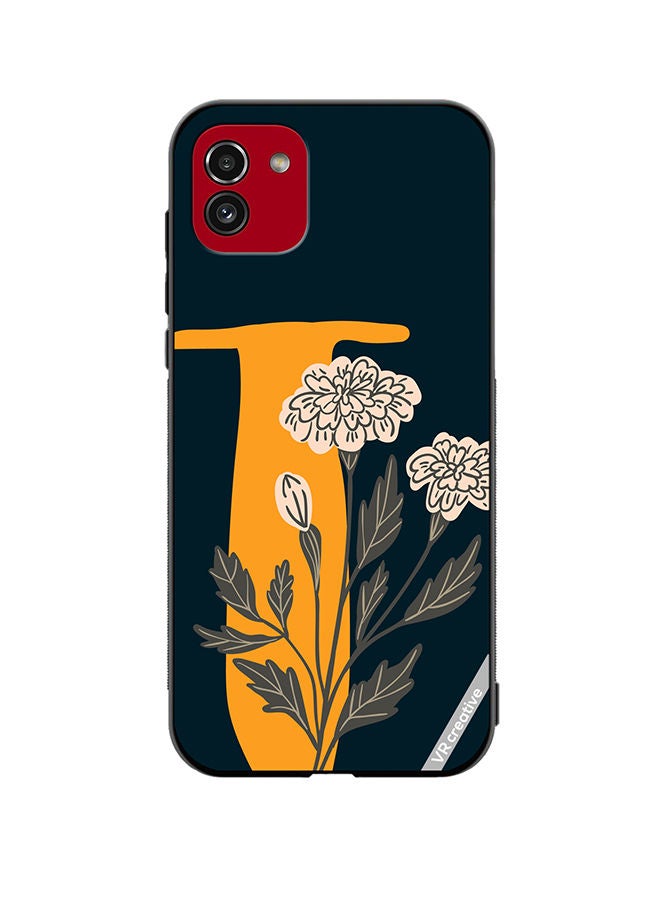 VR CREATIVE Protective Case Cover For Samsung Galaxy A03 Alphabet T Design Multicolour - Image 1