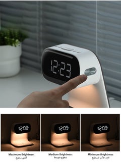 Jourvent Multi-Function LED Alarm Clock with Wireless Charger & Night Light, Adjustable Brightness Display, White  - Image 3