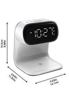 Jourvent Multi-Function LED Alarm Clock with Wireless Charger & Night Light, Adjustable Brightness Display, White  - Image 2