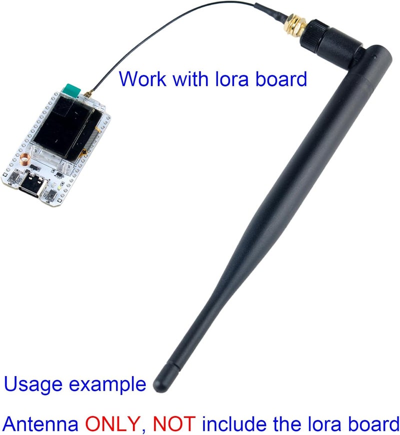 داي مول 2 قطع من هوائي LoRa بتردد 915 ميغاهرتز وقوة إشارة 5 ديبي (5dBi)، موصل من نوع SMA، مع كابل متصل بالهوائي، هوائي ذو اتجاه شامل لاستخدامه مع لوحة LoRa32 في تقنيات إنترنت الأشياء (IoT). - Image 5