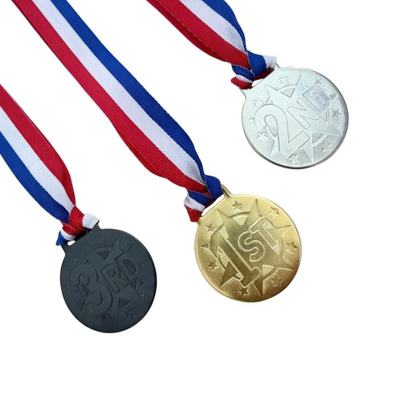 Canbee Sports Medal for School Winner, Olympic, Sports Champion, Cricket, Football, Badminton, Race, Volleyball, Basketball or Office RNR Rewards Madel (1st, 2nd, 3rd - Position Set of 3) - Image 1