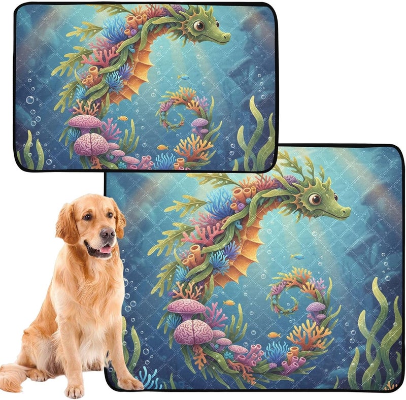 3 Pack Dog Pee Mats Rug for Dogs Muddy Feet Washable Anti Slip Floor Mat for Car 20x24in Leafy Sea Dragon Kelp Safari Collage - Image 1