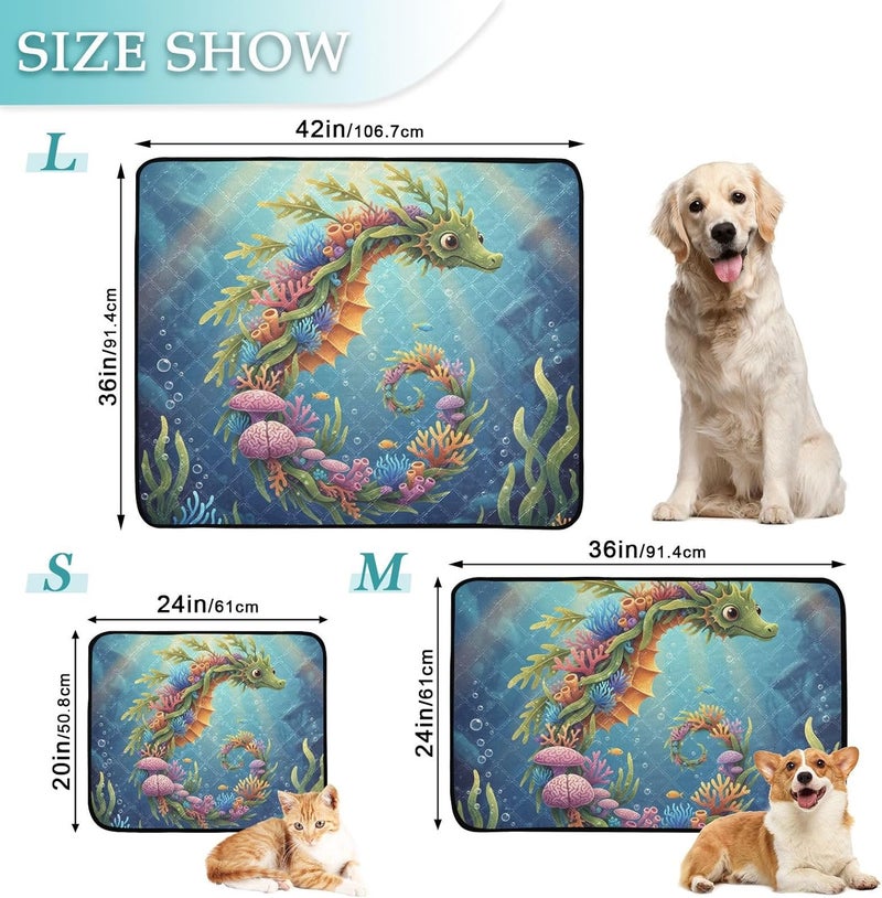 3 Pack Dog Pee Mats Rug for Dogs Muddy Feet Washable Anti Slip Floor Mat for Car 20x24in Leafy Sea Dragon Kelp Safari Collage - Image 3