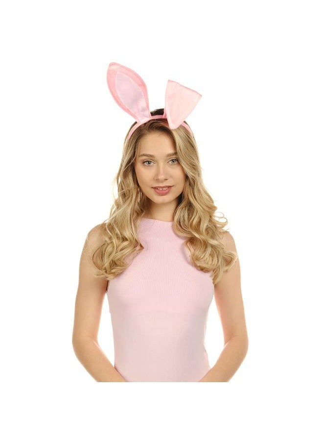 Funcredible Bunny Ears Headband – Plush Bendable Rabbit Ears for Women and Men – Pink Rabbit Costume Accessory for Cosplay – Floppy Bunny Ears - Image 5