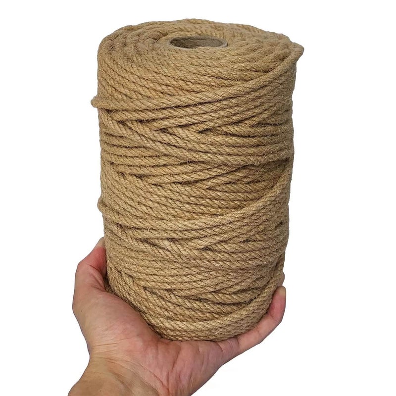 ILIKEEC 328 Feet Jute Rope 6mm 4Ply Thick Jute Twine String for Floristry DIY Arts Crafts Gardening Bundling and Cat Scratch Post Brown