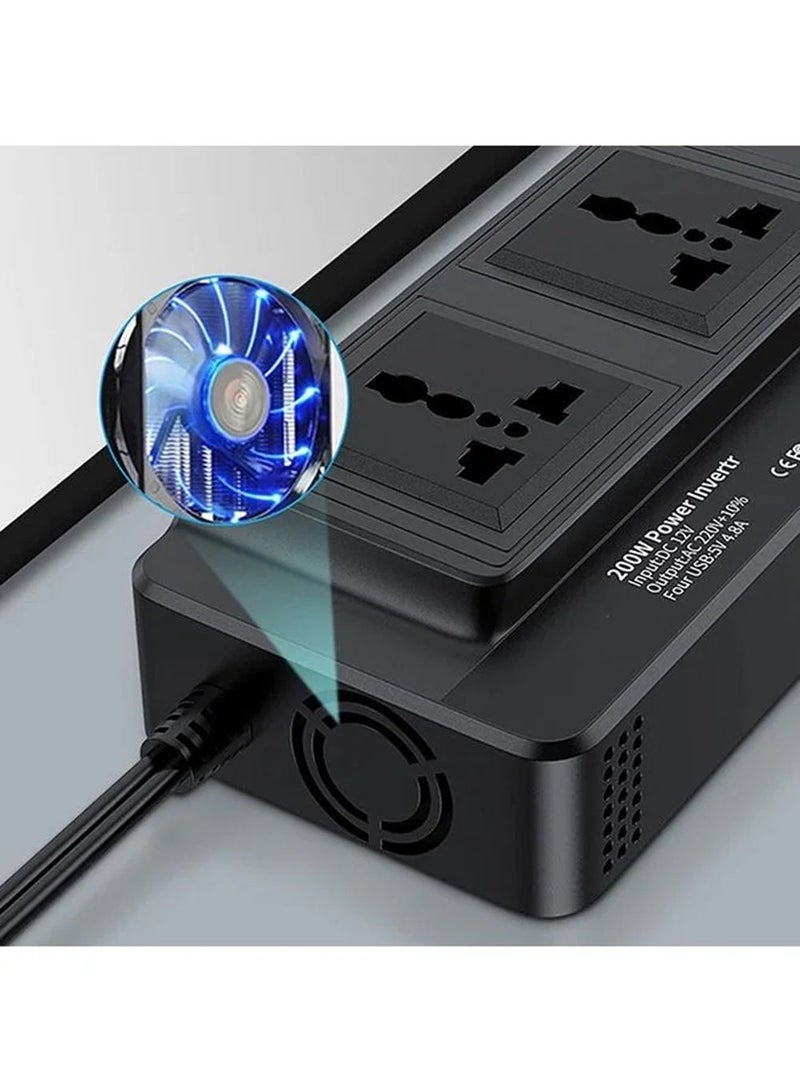 إيزي سو 200W سيارة السلطة العاكس العاصمة 12V إلى 220 فولت التيار المتردد العاكس سيارة ، سيارة محول مع 2 دبوس مأخذ 4-USB ميناء - Image 3