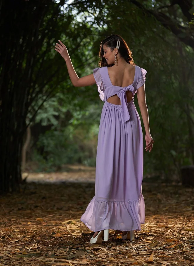 Lavender Georgette Maxi Dress for Women