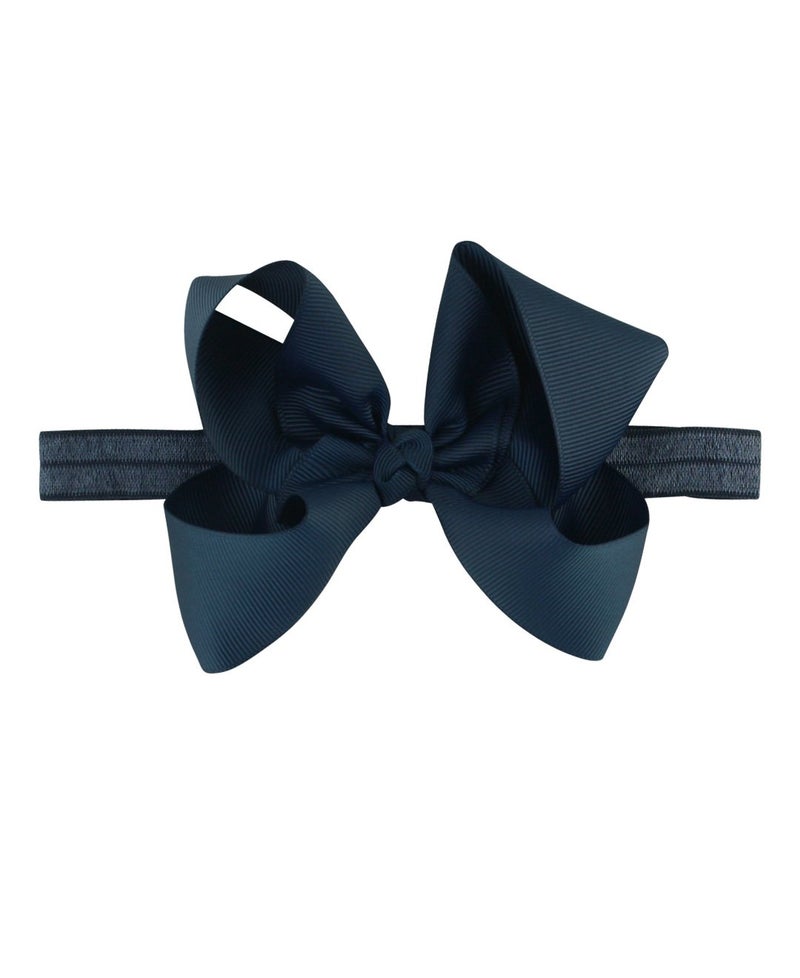 RuffleButts Girls Navy Bow Headband - One Size - Image 1